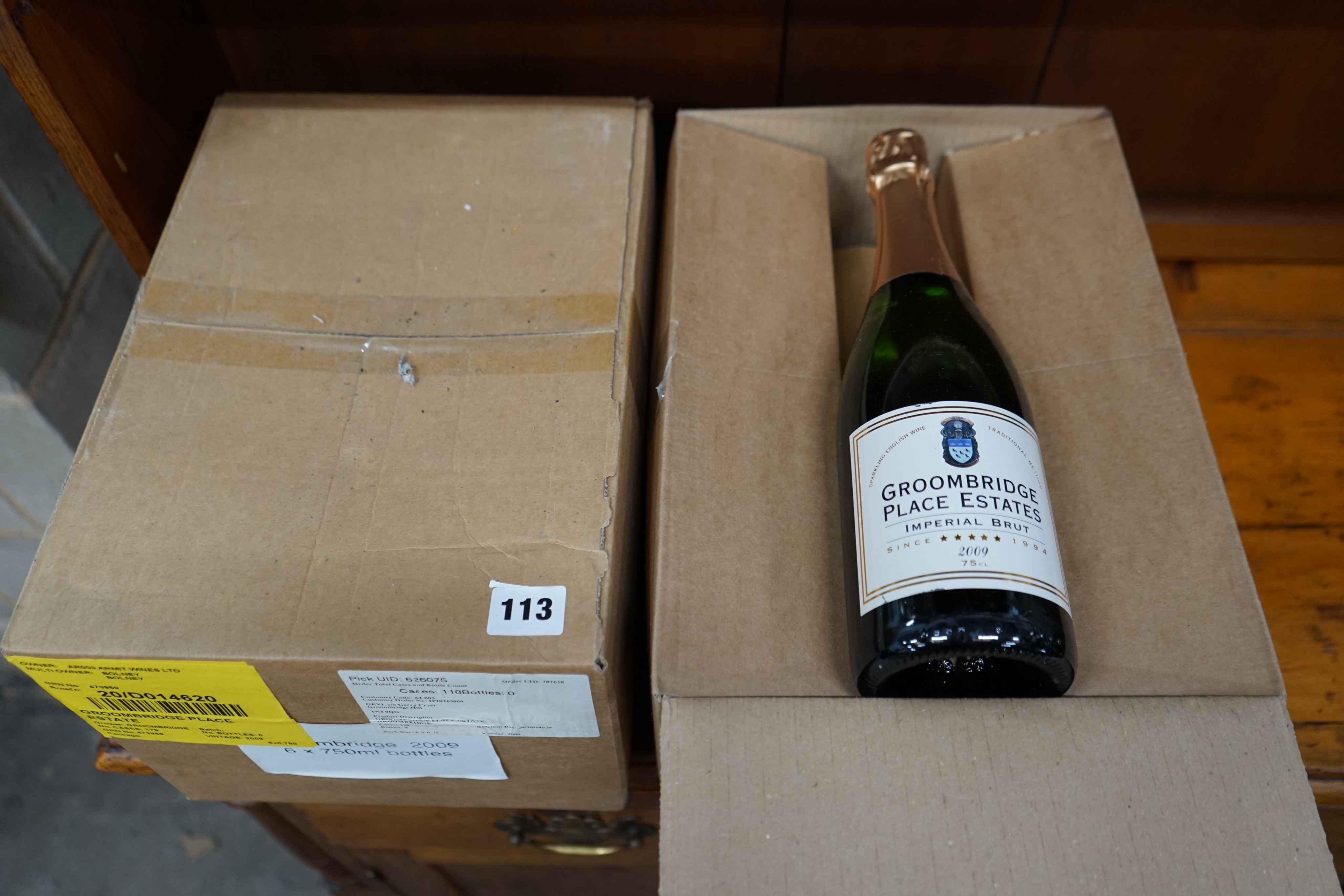 Twelve bottles of Groombridge Place Estate Imperial Brut 2009 English sparkling wine